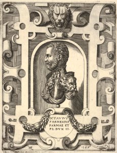 Bust portrait of Ottavio Farnese, shown in profile within a niche, surrounded by an ornamented cartouche MET DP832616