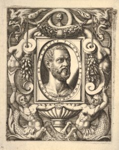 Bust portrait of Cosimo I de' Medici, in an oval frame set within a rectangular plaque, surrounded by fantastical ornament MET DP832619