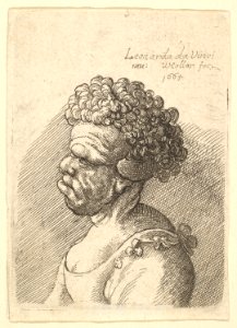 Bust of a deformed woman with curly hair in profile to the left MET DP823710