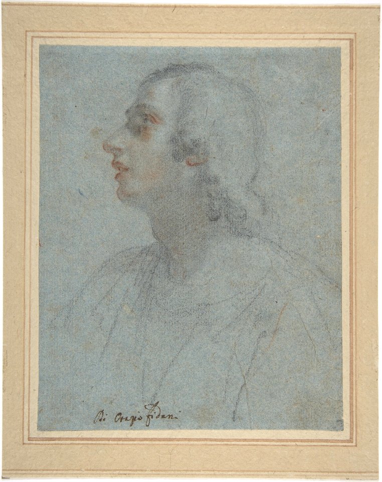 Bust of a Youth Looking to Upper Left (recto); Study of Drapery (verso) MET DP809495
