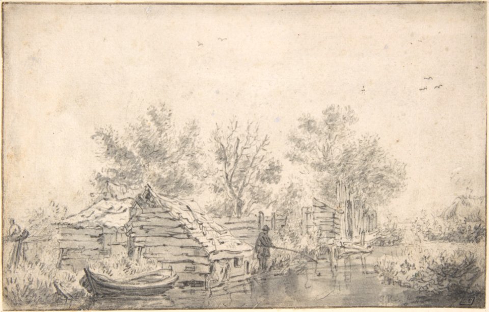 Canal Landscape with a Fisherman MET DP800670