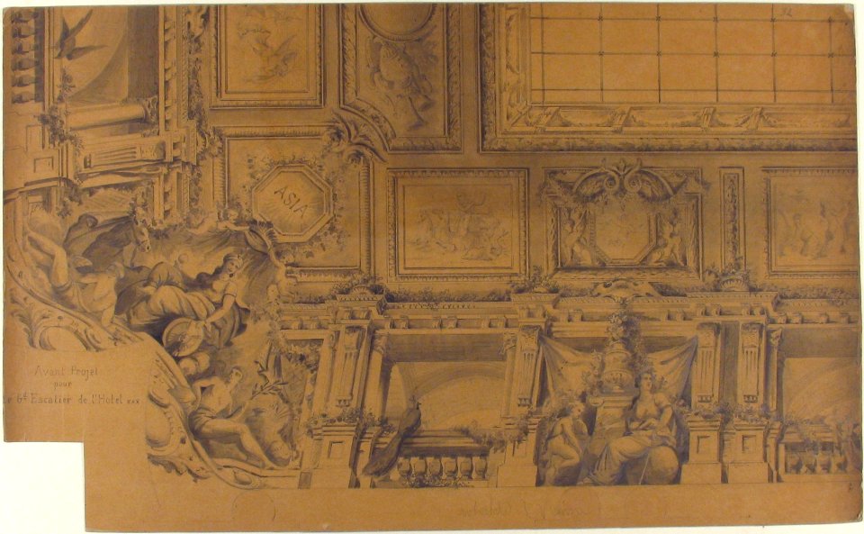 Ceiling and Cove Designs for Stairway, Hôtel Rothschild, Vienna MET 67.827.120