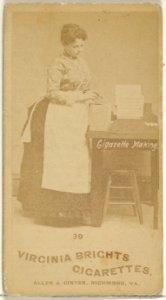 Card 39, from the series, Cigarette Making Girls (N46) for Virginia Brights Cigarettes MET DP831731
