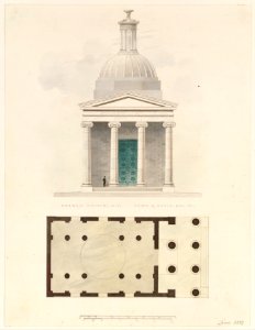 Church of the French Protestants (Eglise Français du Saint Esprit), New York (front elevation and plan) MET DT997