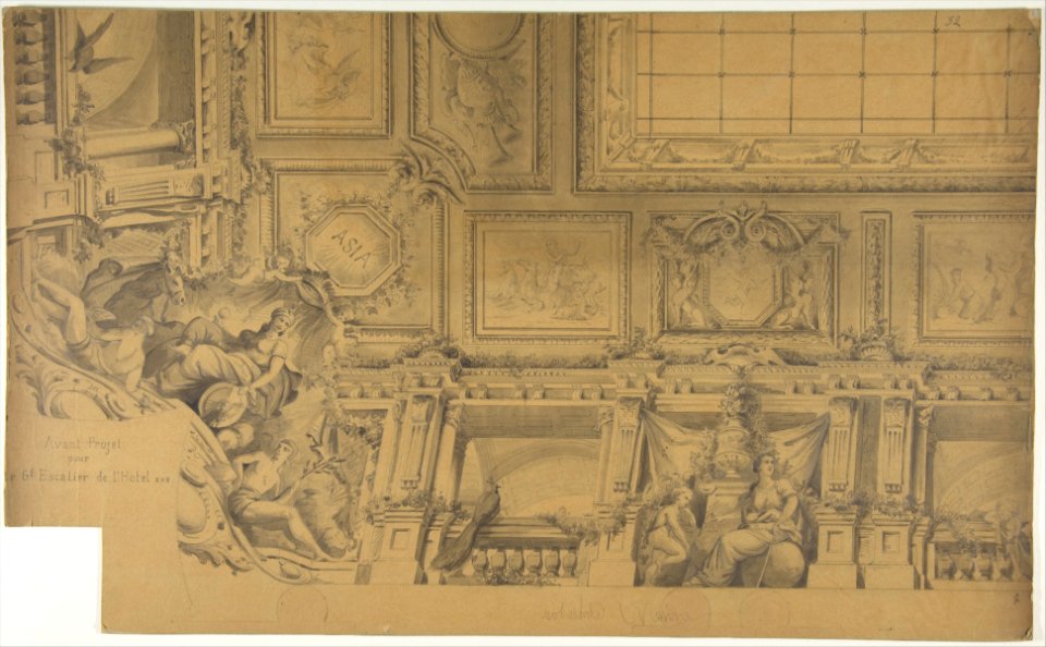 Ceiling and Cove Designs for Stairway, Hôtel Rothschild, Vienna MET DP811097
