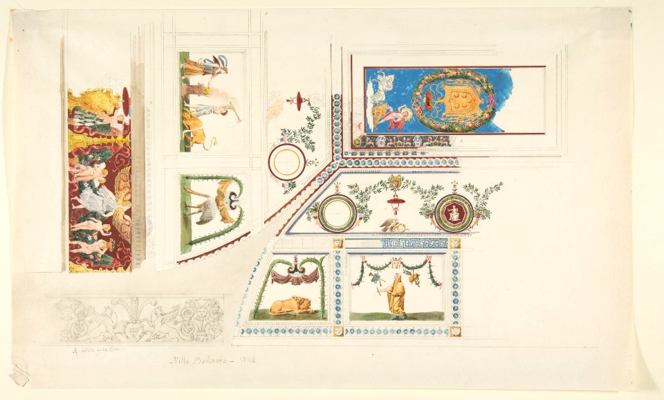Ceiling, Cove, and Wall Decorations of the "Guilio Romano" Room, Villa Madama MET DP812925
