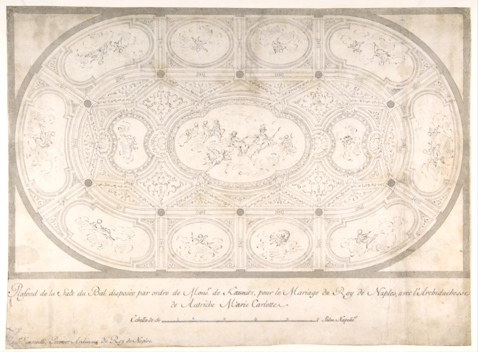 Ceiling of Ballroom decorated for the Marriage of the King of Naples to the Archduchess of Austria MET DP801609