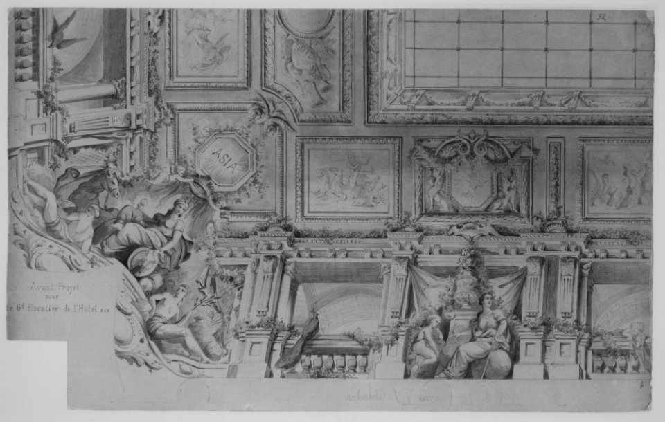 Ceiling and Cove Designs for Stairway, Hôtel Rothschild, Vienna MET MM76916