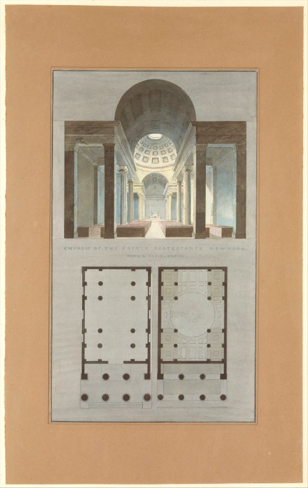 Church of the French Protestants (Eglise Français du Saint Esprit), New York (section and plan) MET DT998