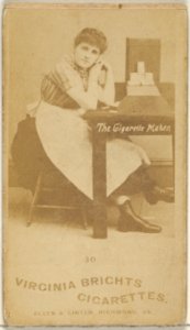 Card 30, from the series, Cigarette Making Girls (N46) for Virginia Brights Cigarettes MET DP831737