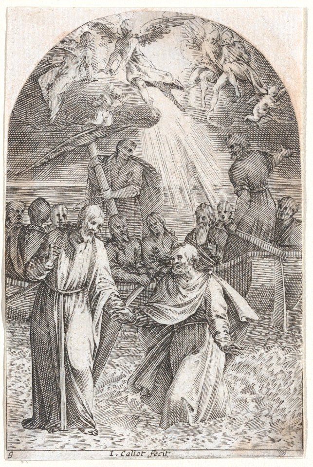Christ Walking on Water, Holding the Hand of St. Peter (Second Composition), from Les Tableaux de Rome, Les Eglises Jubilaires (The Paintings of Rome, The Churches Jubilee), plate 9 MET DP875700
