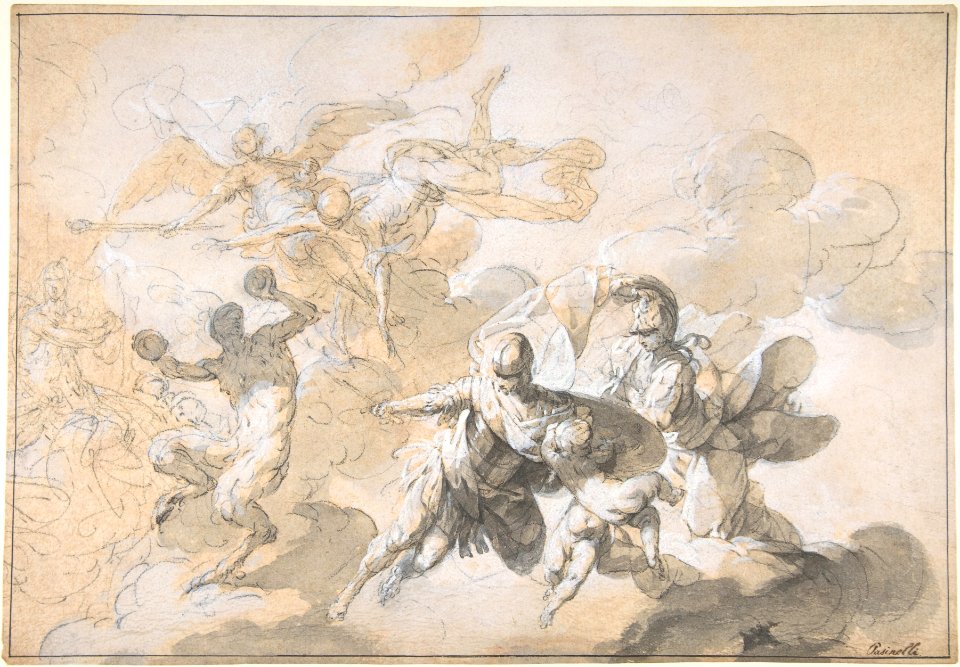 Ceiling Decoration with Mars, Minerva, and a Dancing Satyr MET DP809460