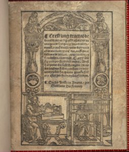 Ce est ung tractat de la noble art de leguille ascavoir ouvraiges de spaigne... title page (recto) MET DP355589