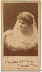 Card 296, from the Actors and Actresses series (N45, Type 5) for Virginia Brights Cigarettes MET DP830614
