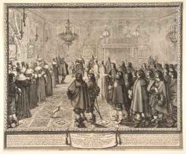 Ceremony of the Contract of Marriage between Władysław IV, King of Poland, and Marie Louise Gonzaga, Princess of Mantua, at Fontainebleau MET DP818296