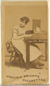 Card 47, from the series, Cigarette Making Girls (N46) for Virginia Brights Cigarettes MET DP831740