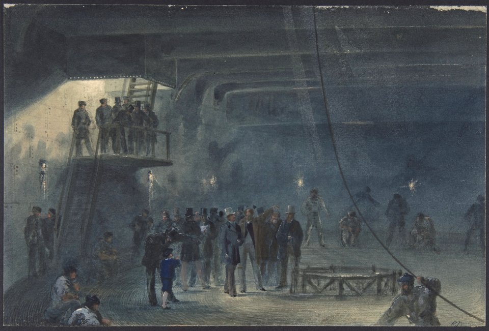Coiling the Cable in the After-tank on Board the Great Eastern at Sheerness- Visit of H.R.H. the Prince of Wales on May 23rd, 1865 MET DP801247
