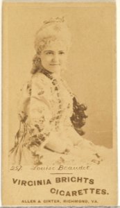 Card 257, Louise Beaudet, from the Actors and Actresses series (N45, Type 1) for Virginia Brights Cigarettes MET DP829328