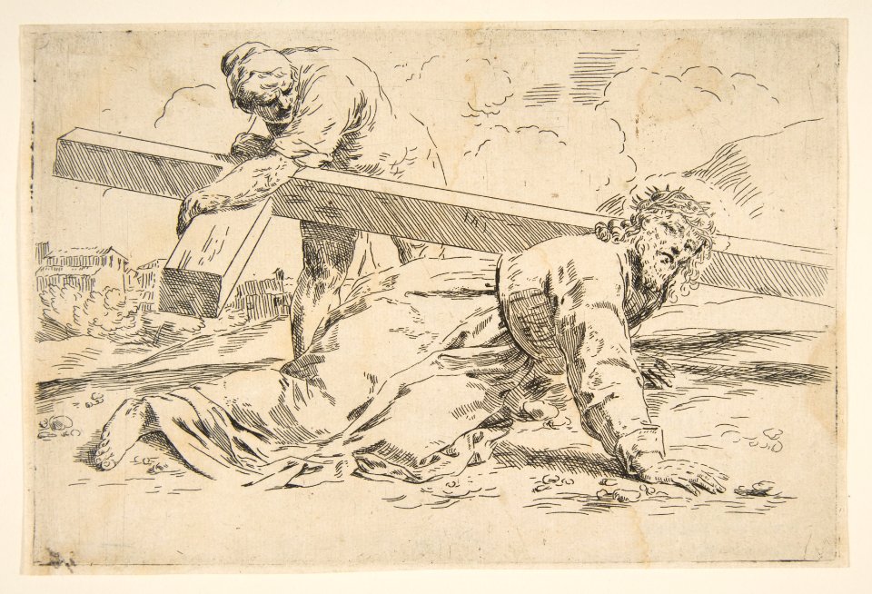 Christ bearing the cross on his back, copy after Cantarini MET DP815125