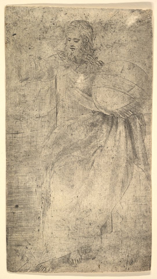 Christ as the Savior holding a globe, from 'Christ and the Apostles' MET DP825139