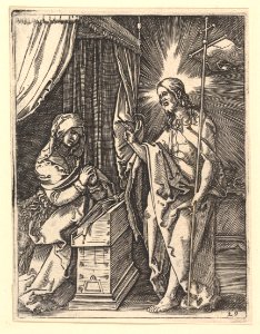 Christ appearing to Mary who is kneeling in prayer, after Dürer MET DP820334