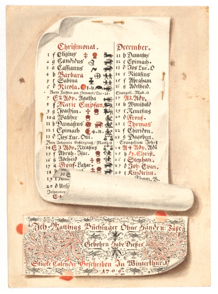 Calligraphic Trompe-l'œil Calendar MET DP145131