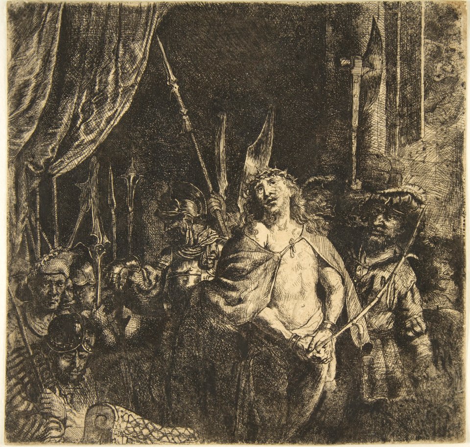 Christ Before Pilate: The Large Plate (copy in reverse of center), Rembrandt