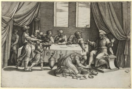 Christ at the table of Simon the Pharisee, Mary Magdalene washing his feet with her hair MET DP852719