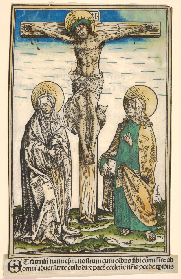 Christ on the Cross with the Virgin and Saint John, from the Passau Missal (Missale Pataviense) MET DP833981