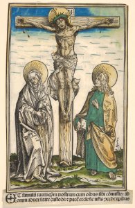 Christ on the Cross with the Virgin and Saint John, from the Passau Missal (Missale Pataviense) MET DP833981
