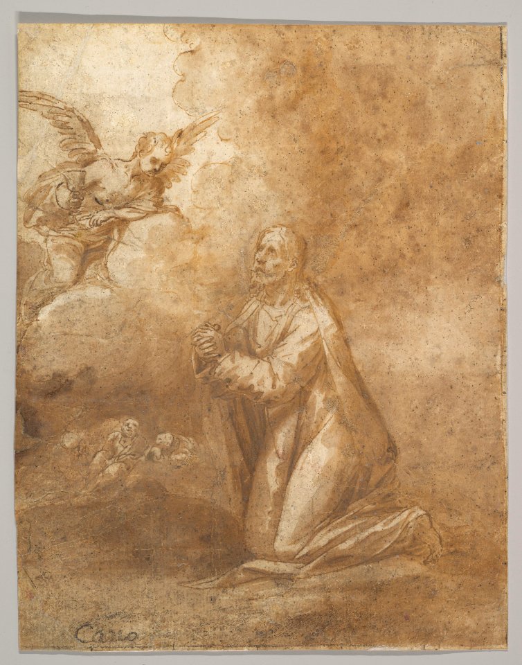 Christ on the Mount of Olives (recto); Study of a Cypress (verso) MET DP826904