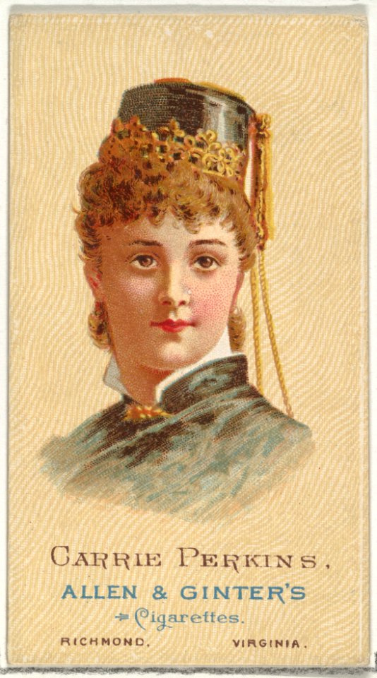 Carrie Perkins, from World's Beauties, Series 2 (N27) for Allen & Ginter Cigarettes MET DP838150
