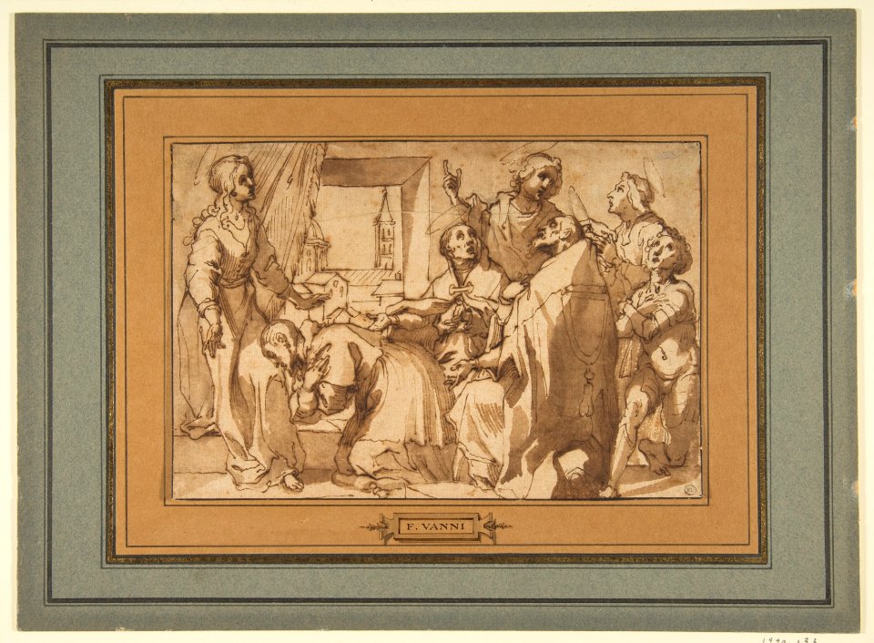 Cardinal Paolo Sfondrato Kneeling Before Saint Cecilia, Accompanied by other Saints MET DP812201
