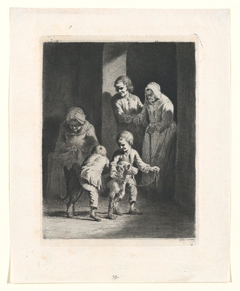 Children Playing with a Dog MET DP874430