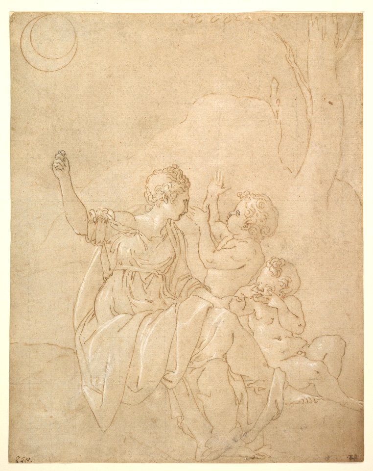 Classical Female Figure (Diana or Venus) with Two Infants. MET DP821734