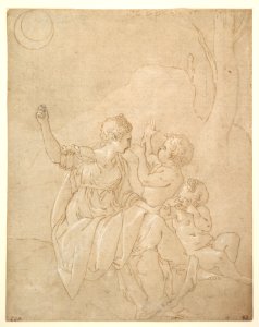 Classical Female Figure (Diana or Venus) with Two Infants. MET DP821734