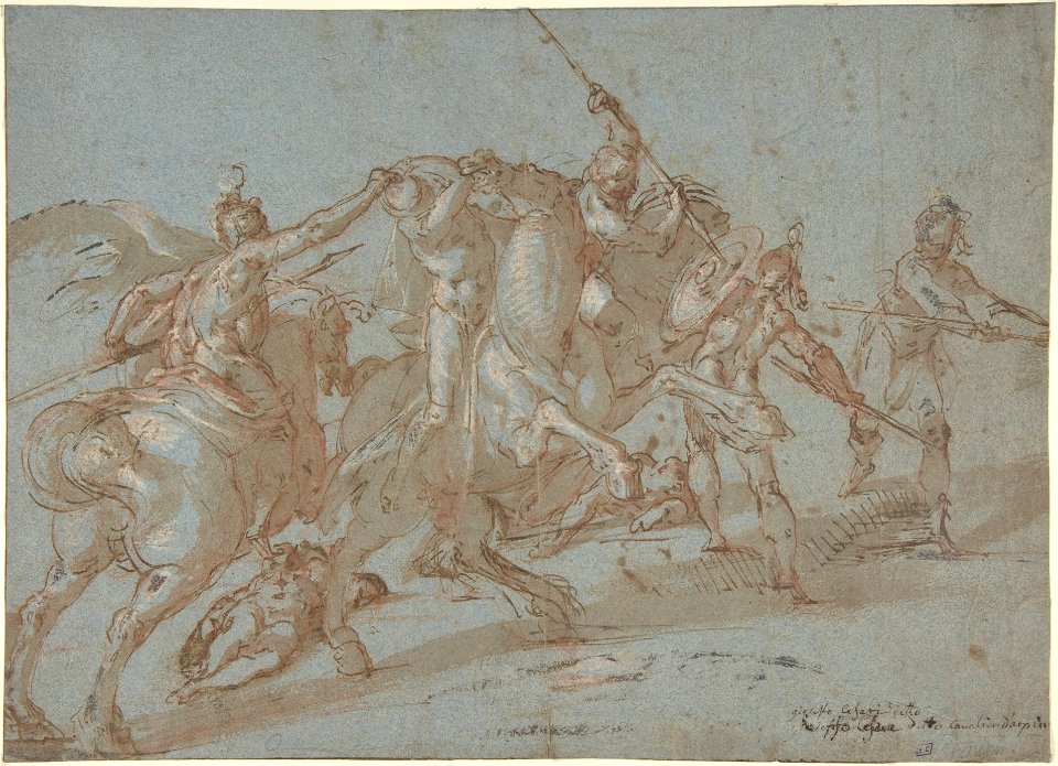 Classical Battle Scene; Verso- Peter and John Heal a Cripple at the Gate of the Temple MET DP801475