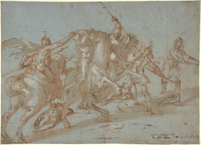Classical Battle Scene; Verso- Peter and John Heal a Cripple at the Gate of the Temple MET DP801475
