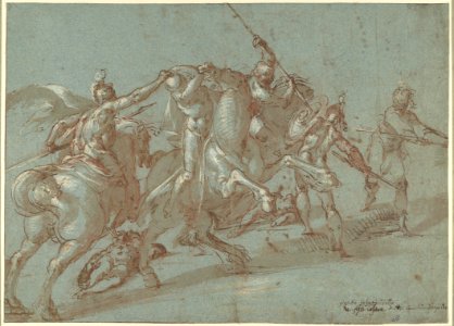 Classical Battle Scene; Verso- Peter and John Heal a Cripple at the Gate of the Temple MET DP102250