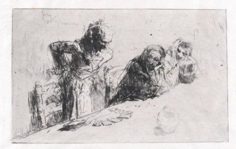 Cardplayers- three men, two seated one standing before a spread of cards on a table MET DP876113