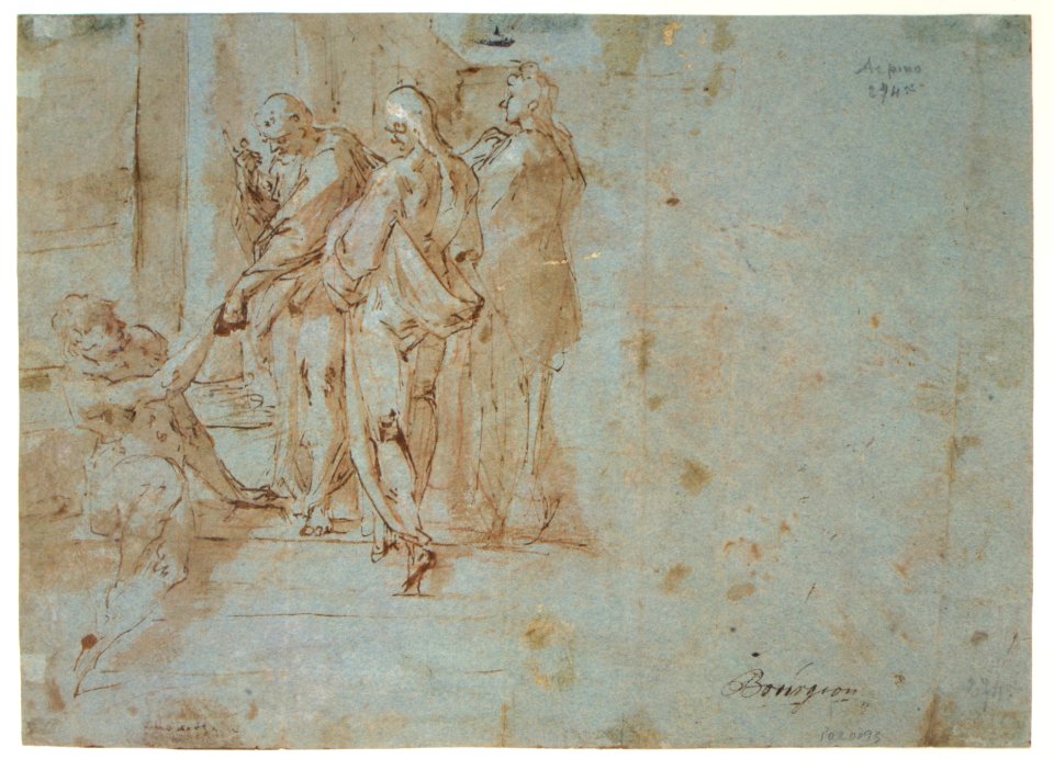 Classical Battle Scene; Verso- Peter and John Heal a Cripple at the Gate of the Temple MET DR330