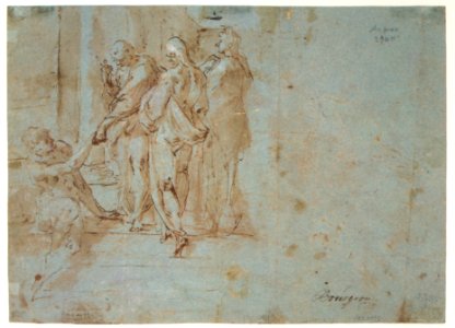 Classical Battle Scene; Verso- Peter and John Heal a Cripple at the Gate of the Temple MET DR330