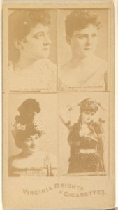 Clara Davenport- Marion Blanchard- Maud Waldemere, Corsair Co.- Laura Curtis, Corsair Co., from the Actors and Actresses series (N45, Type 4) for Virginia Brights Cigarettes MET DP831165