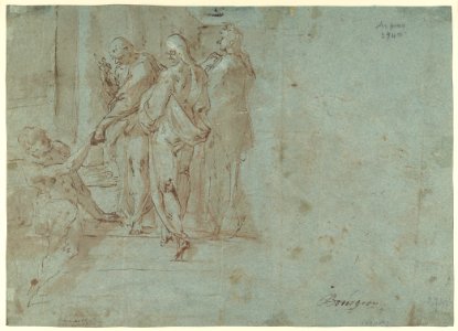 Classical Battle Scene; Verso- Peter and John Heal a Cripple at the Gate of the Temple MET DP102249