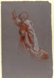Cleric (lower register; study for wall paintings in the Chapel of Saint Remi, Sainte-Clotilde, Paris, 1858) MET 1989.122.25