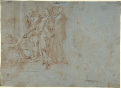 Classical Battle Scene; Verso- Peter and John Heal a Cripple at the Gate of the Temple MET DP801476