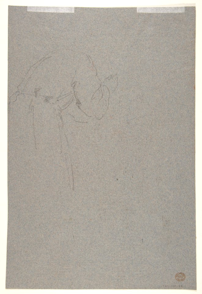 Cleric with Joined Hands (lower register?); verso- (same figure); (studies for wall paintings in the Chapel of Saint Remi, Sainte-Clotilde, Paris, 1858) MET DP812085