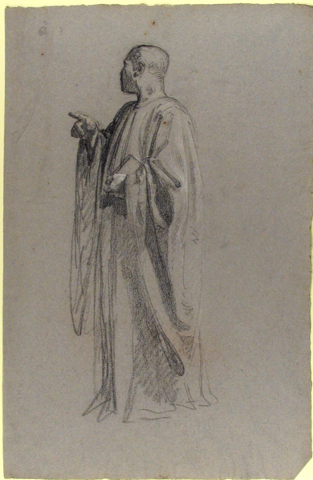 Cleric (lower register; study for wall paintings in the Chapel of Saint Remi, Sainte-Clotilde, Paris, 1858) MET 1989.122.32