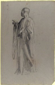 Cleric (lower register; study for wall paintings in the Chapel of Saint Remi, Sainte-Clotilde, Paris, 1858) MET 1989.122.32