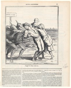 Calling their reserve conscripts to the colors, from 'News of the day,' published in Le Charivari, August 31, 1870 MET DP877788
